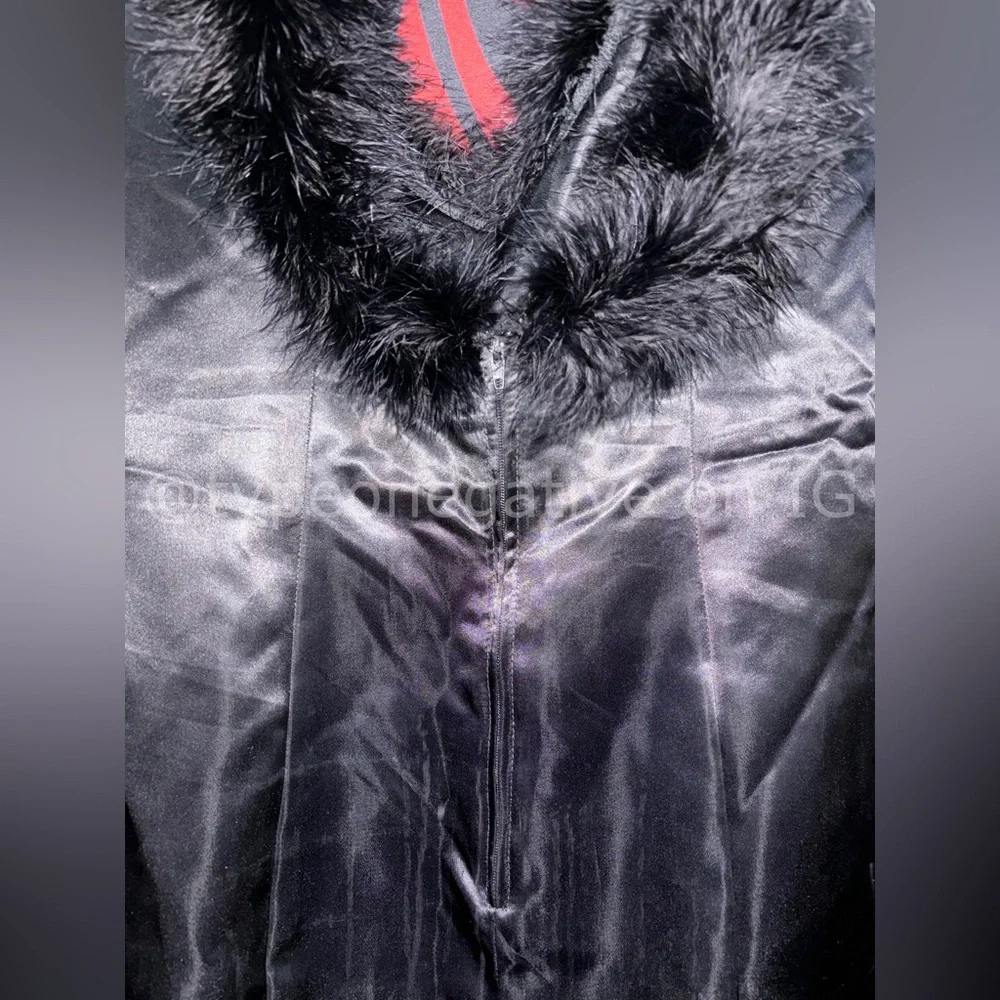 Pre-2000s Lip Service Clueless Gone Goth Silky Feather Mini Dress - Picture 3 of 5